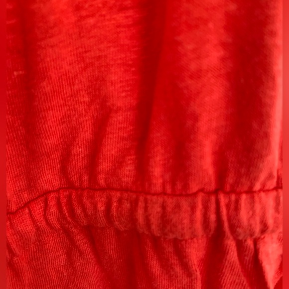 FINAL PRICE NWT Ralph Lauren Red Linen Top Ruffle Elastic Neckline Hip Tie PL - Picture 3 of 8